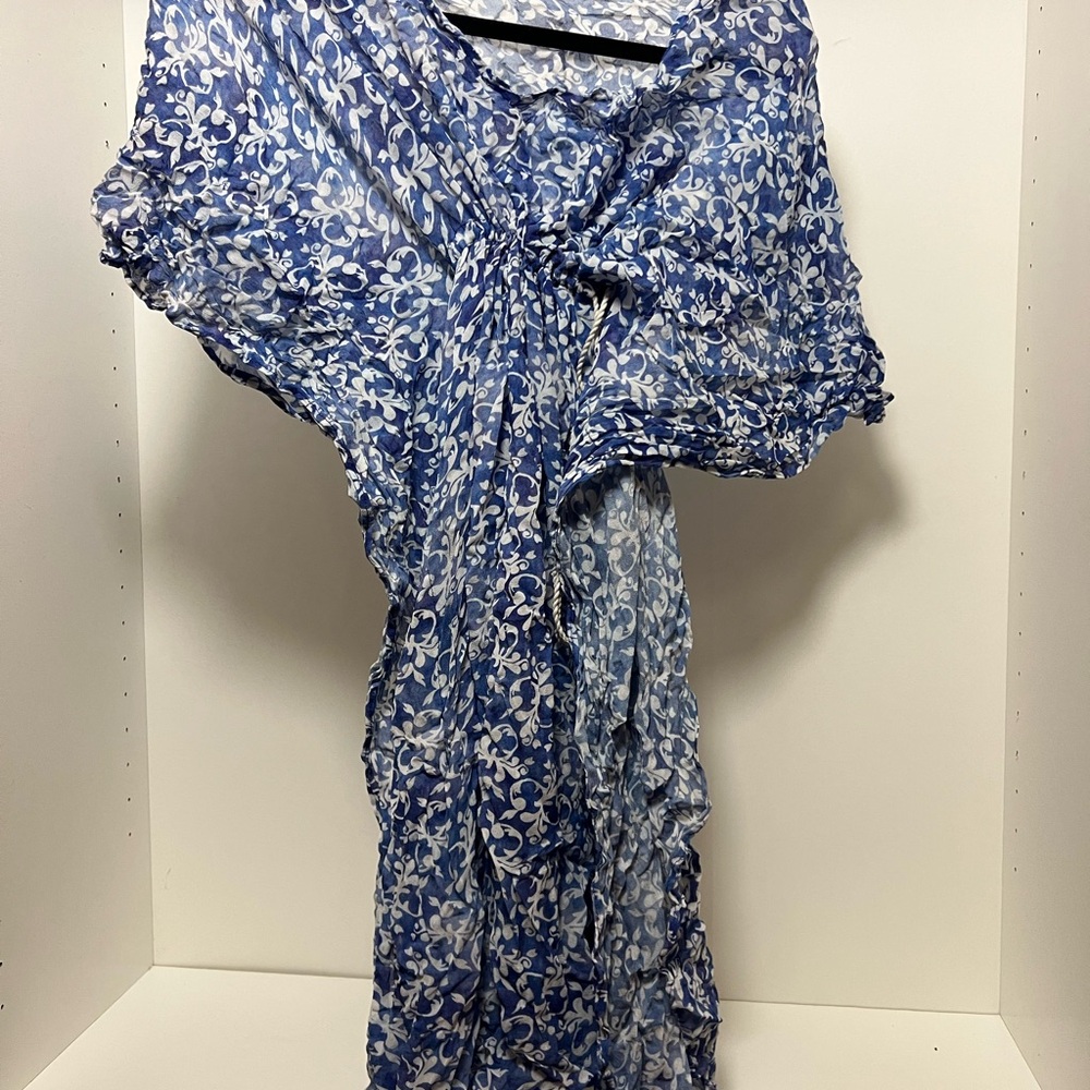 Tiare Hawaii Blue and White Swim Coverup